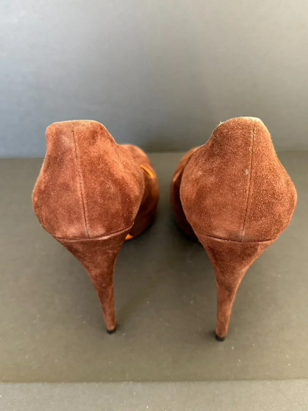 Gucci Cocoa Nappa Charlotte Platform Pumps Heels Size 38